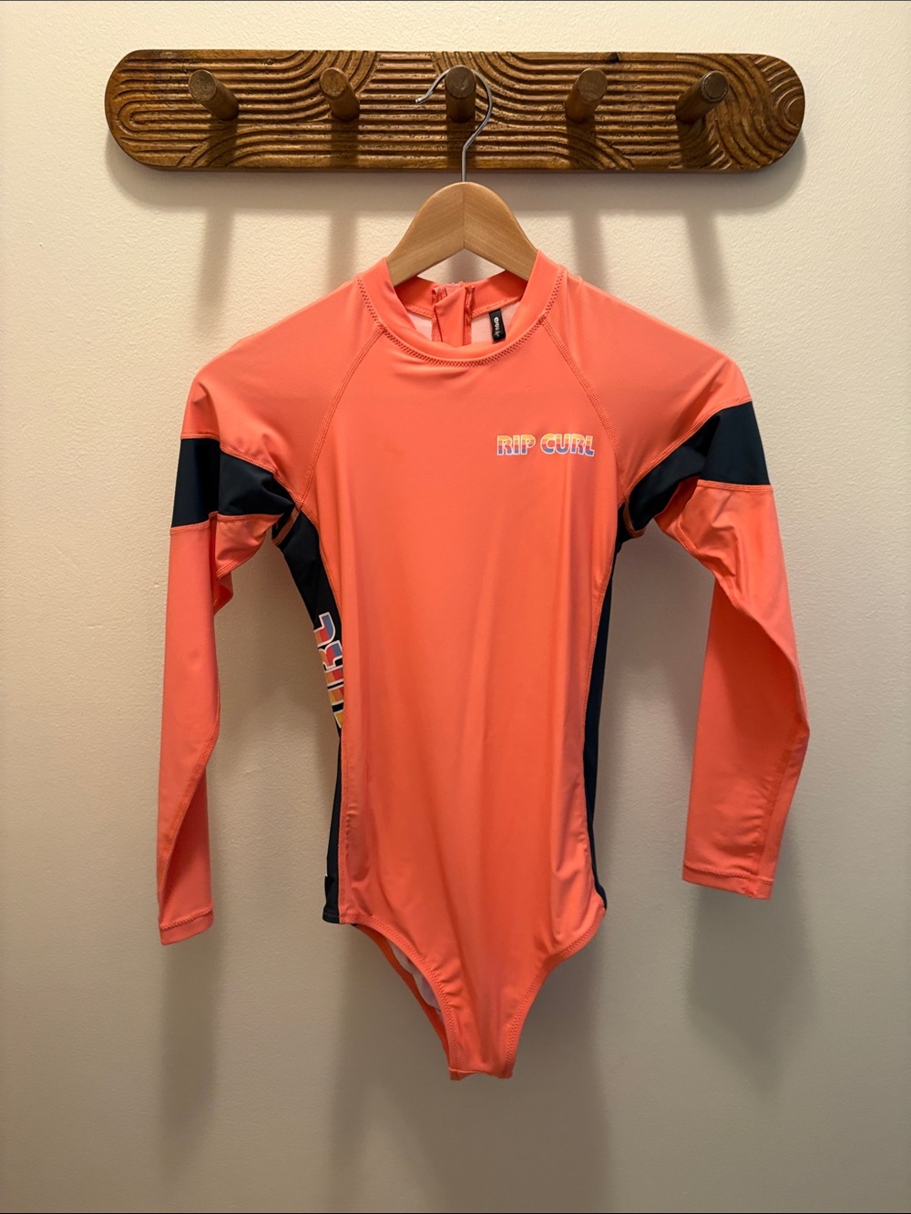 Rip Curl Women’s 10S Coral and Navy Long-Sleeve Rashguard One-Piece